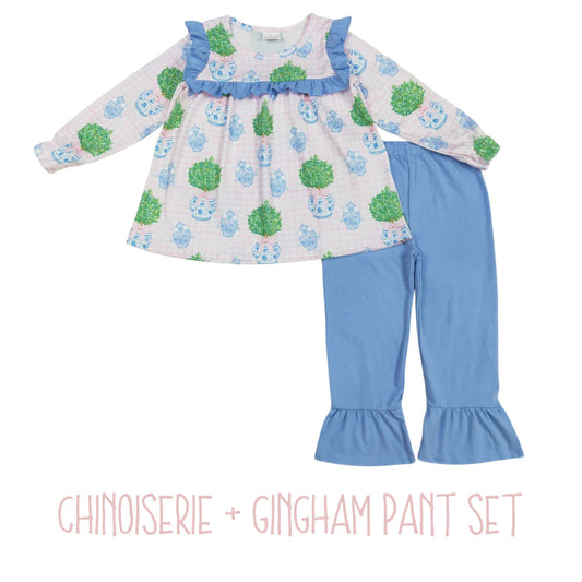 Chinoiserie + Gingham Pant Set