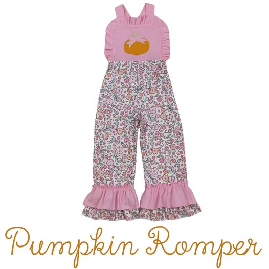 Embroidered Pumpkin Romper