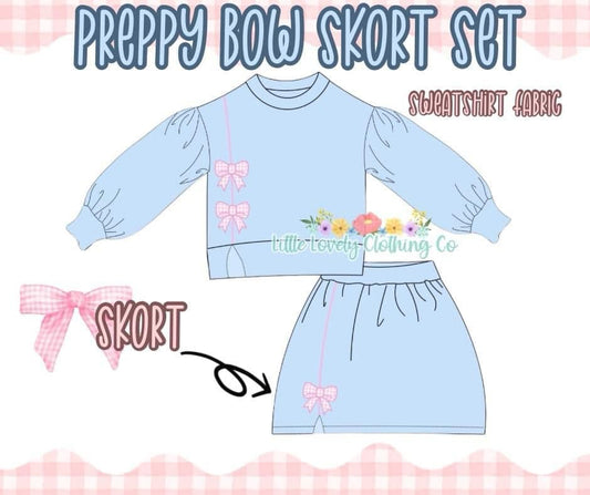 Blue Bow Skort Set